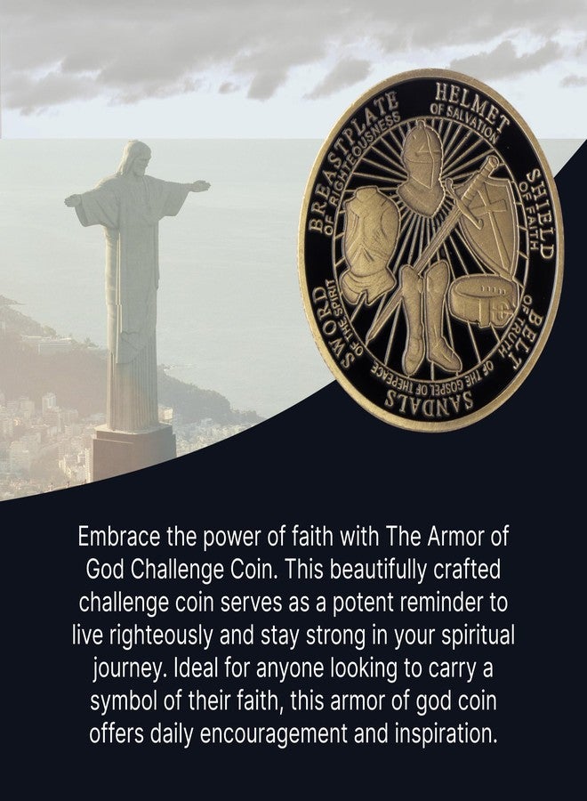Artisan Owl Challenge Coin - Put on The Whole Armor of God | Ephesians 6:13-17 - Collectible Commemorative Coin - Metal Coin Gift for Christians - 40x3mm, BlackSilver - Image 3